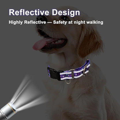 Reflective Martingale Collar for Dogs with Quick Release Buckle Cute No Pull Training Dog Collars (Purple Polka Dot, Small)