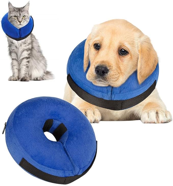 VST Comfortable Inflatable Cone Collar for Dogs,Adjustable Soft Pet Recovery Collar Prevent Pets from Touching Biting Scratching at Injuries Wounds (S)