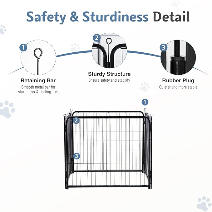 DUMOS Dog Playpen Indoor, Metal 40 Inch 4 Panels Foldable Pet Fence with Door, Outdoor Small Medium Large Dog Puppy Portable Exercise Play Pen for RV Camping, Trips, Play Yard