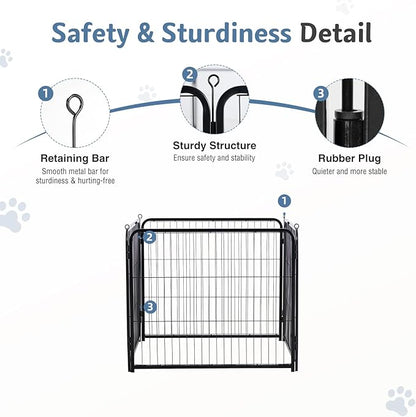 DUMOS Dog Playpen Indoor, Metal 40 Inch 4 Panels Foldable Pet Fence with Door, Outdoor Small Medium Large Dog Puppy Portable Exercise Play Pen for RV Camping, Trips, Play Yard
