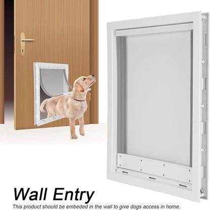 Large Pet Door for Dogs Easy Installation Wall Entry Dog Fence for Large and Mediumsized Pets with Magnetic Flap for Home Use, White, 19.7x14.0x2.2 (White)