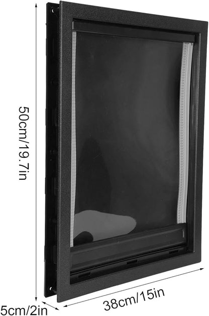 Large Pet Door for Dogs 50x38x5cm Plastic Wall Mounted Dog Door with Built in Magnet Pet Accessories Pet Gate Pet Supplies Easy to Install for Large Medium Pets (Black)