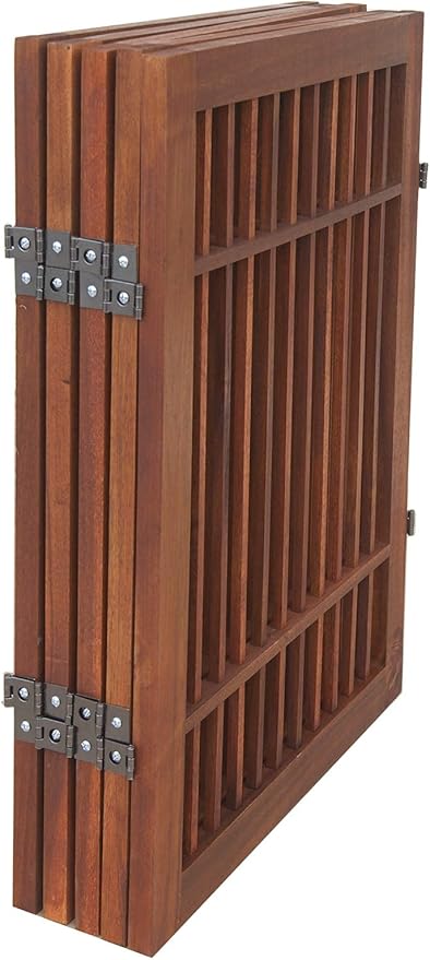 Urnporium Freestanding Wooden Dog Gate Foldable Indoor Pet Gate No Drill Expandable Barrier for Doorways Stairs Hallways Portable Wood Fence for Small Dogs & Puppies (Brown Pet Gate, 5 Panel 24" Tall)