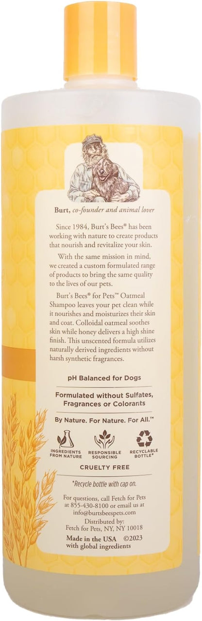 Burt’s Bees for Pets Oatmeal Dog Shampoo with Honey, Soothing Dog Shampoo for Itchy and Sensitive Skin, pH Balanced Formula that Gently Cleans and Moisturizes Dog Coats, 32 Fl Oz - 2 Pack