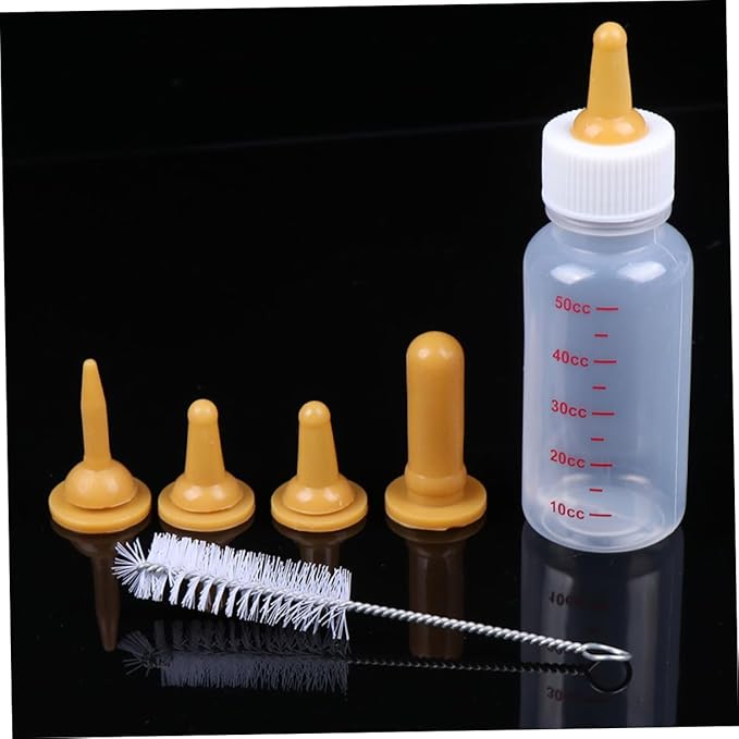 LIOOBO 1 Set Pet Nursing Bottle for Newborn Kittens Puppies Small Animals Milk Feeding Kit with Nipples Bottle Brush Portable Easy to Pet Supplies