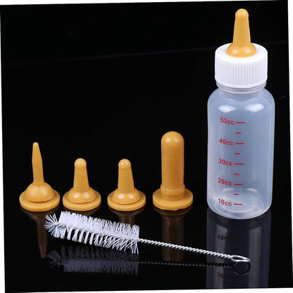 LIOOBO 1 Set Pet Nursing Bottle for Newborn Kittens Puppies Small Animals Milk Feeding Kit with Nipples Bottle Brush Portable Easy to Pet Supplies