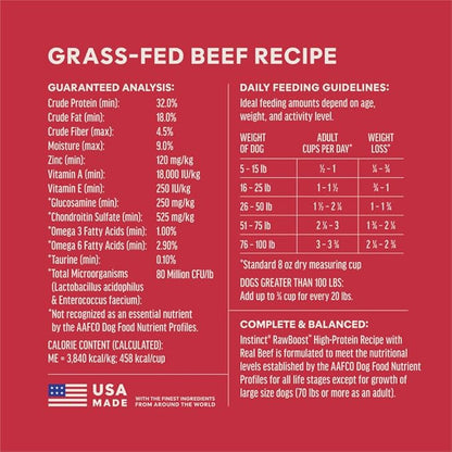 Instinct RawBoost, Natural Dry Dog Food with FreshDried Raw, High Protein, Grain-Free Recipe - Real Beef, 10 lb. Bag