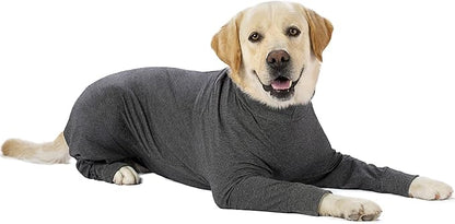 Grey Dog Surgery Recovery Suit Onesie, Medium/Large, Cotton, Lightweight, All-Season, Unisex, Solid Grey, Surgical Wound Protection, Shedding Prevention, Temperature Regulation