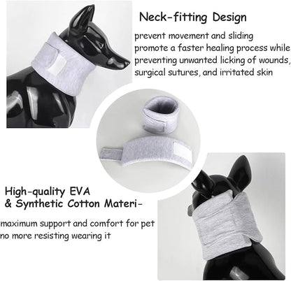 Cat Neck Brace Cover -Adjustable Elizabethan Collar for Post Surgery Recovery, Anti-Lick Wound Protective Cervical Cone for Small Medium Large Dogs Cats (Neck Girth 5.9-12.6" Depth3.9