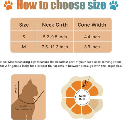 Cat Cone Collar Soft, Comfortable E Collar for Cats After Surgery, Recovery Elizabethan Collar for Cats Kitten to Stop Licking, Orange M