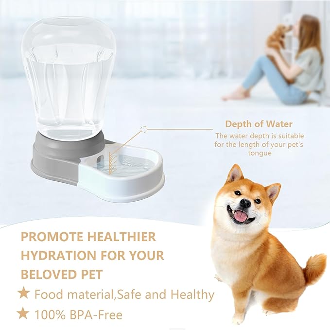 STALTWO 1.6 Gallon Automatic Dog Water Dispenser, Large Capacity Gravity Pet Water Bowl for Multiple Pets, BPA-Free Cat Water Feeder for Large Dogs, Refill Less Often, Grey