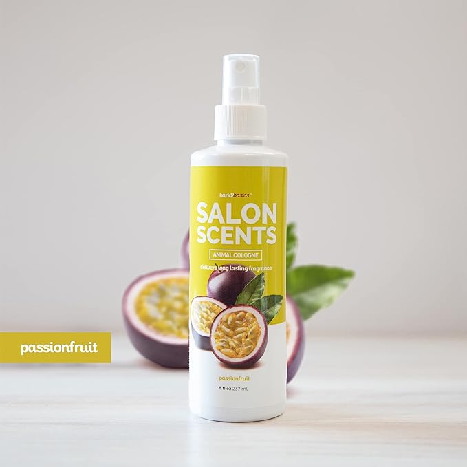 Bark2Basics Salon Scents Pet Grooming Cologne Spray - 8 oz, Natural Professional Groomer Perfume for Dogs and Cats, Long Lasting, Deodorizing, Conditioning (Passion Fruit)
