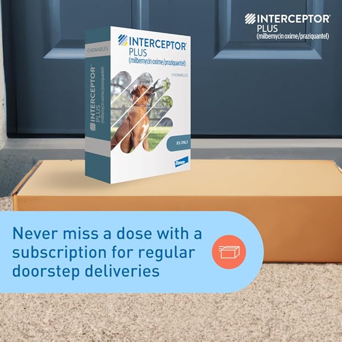 Interceptor Plus Prevention for Heartworm + 4 Other Worms for Dogs 50.1-100 lbs. | 6 Chews, 6-Month Supply