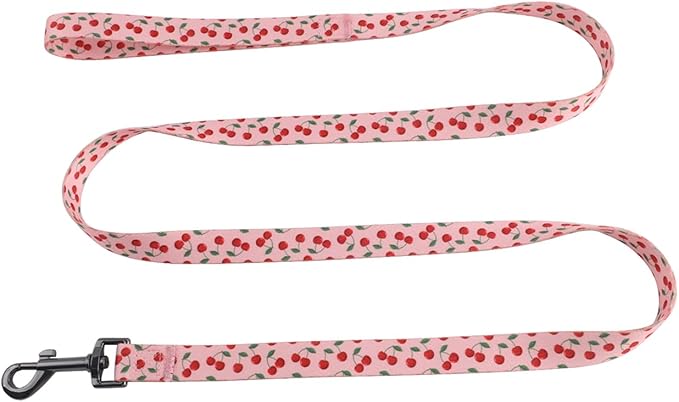 Harness and Leash Set, Floral Pattern, 5ft Matching Leash, No Pull, Easy Wear for Medium Dogs.(M, Pink Cherry)
