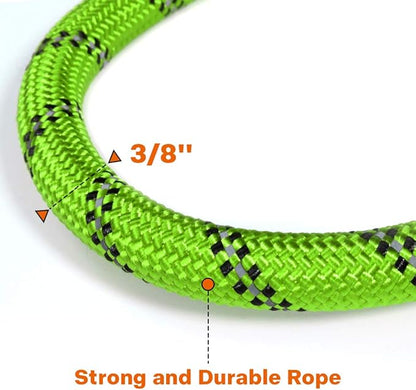 Taglory Rope Dog Leash 4 FT with Comfortable Padded Handle, Highly Reflective Threads Leash and Anti-Tangle Clip for Walking Small Dogs, 3/8 inch, Green