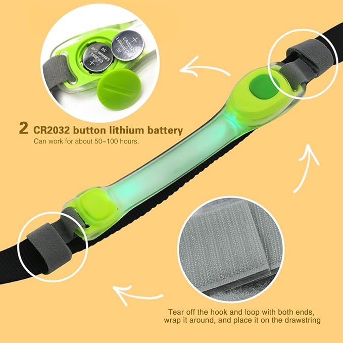 Heavy Duty Dog Leash and LED Light Set, LED Light with Nylon Stickers, Universal Glowing Accessories Easy to Attach Collar Leash and Harness, Safety LED Light Up Band for Dogs at Night Walking