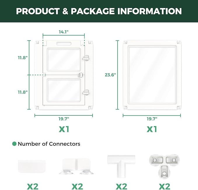 FXW AuraSpace Acrylic Indoor Whelping Box Add-On Panel Set, 24 Inch, 2 Panels, Includes 1 Split Gate + 1 Panel Only, for Newborn Puppies, White