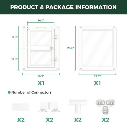 FXW AuraSpace Acrylic Indoor Whelping Box Add-On Panel Set, 24 Inch, 2 Panels, Includes 1 Split Gate + 1 Panel Only, for Newborn Puppies, White