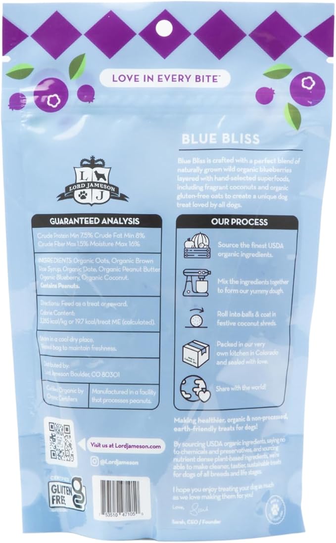 Lord Jameson Blue Bliss and Berry Best Bundle – Organic Soft & Chewy Dog Treats, Allergy Safe Dog Treats for Training & Snacking, Gluten Free & Plant-Based, Made in USA