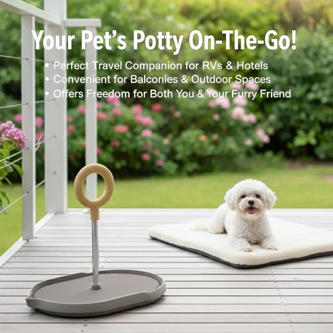 Dog Potty Tray with Handle, minandhua Indoor Puppy Potty Training Tray & Pee Pad Holder, Oval Design with Pour Spout & Non-Slip Grid, Easy-Clean for Small Medium Large Dogs (Brown)