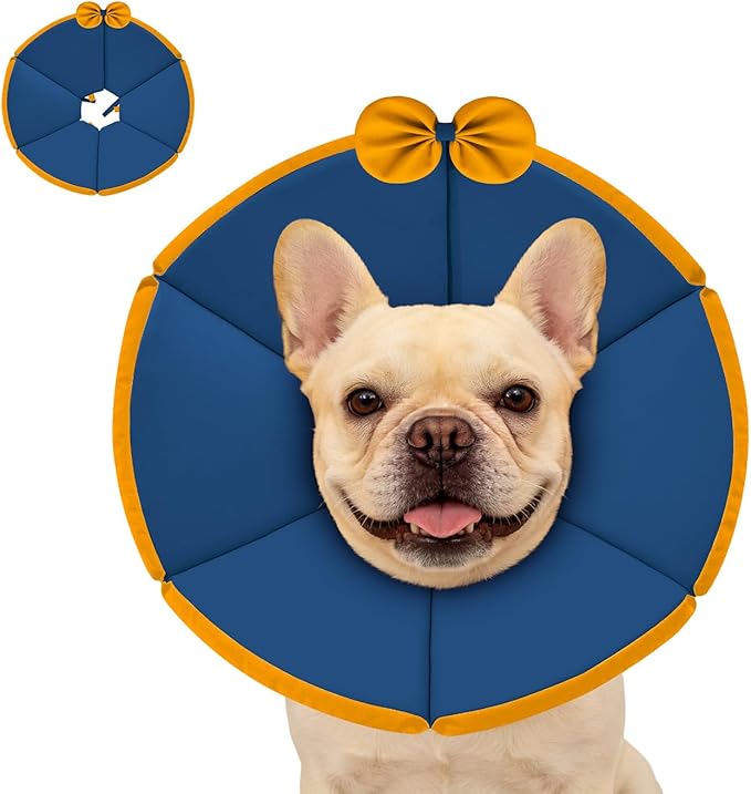 MAXFUT Soft Dog Cone Collar,Foam Cone for Dogs to Stop Licking After Surgery,Non Inflatable Dog Donut Cone (Light Blue, M)
