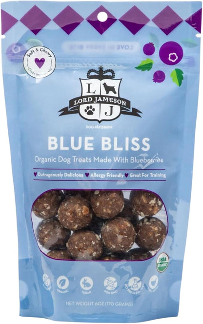 Lord Jameson Blue Bliss and Berry Best Bundle – Organic Soft & Chewy Dog Treats, Allergy Safe Dog Treats for Training & Snacking, Gluten Free & Plant-Based, Made in USA