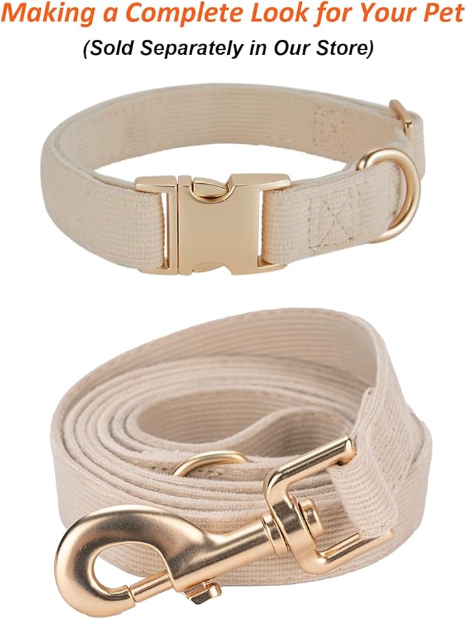 Soft Cotton Dog Leash, 5 Ft Heavy Duty Corduroy Dog Leashes with Gold Metal Hook for Small Medium Large Dogs,Small,White