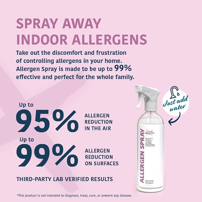 Allergy Asthma Clean Allergen Spray, Pets, Dust Allergies & More, Air & Surface, Just Add Water, Bottle, Over 33oz