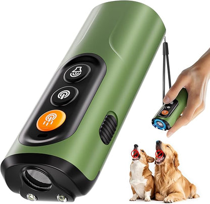 Dog Bark Deterrent Device & Anti Barking Device for Dogs, 50FT Ultrasonic Dog Trainer - Silent to Humans, Safe, Humane, Long-Lasting Rechargeable Green Handheld with LED, Indoor/Outdoor