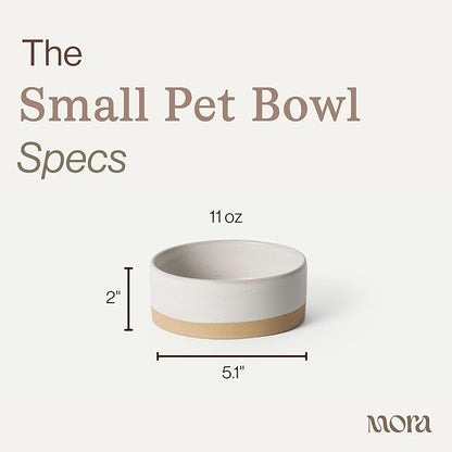 Mora Ceramic Pet Bowl Size Small - Food/Water Dish for Puppy Dogs, Cats, Guinea Pig, Rabbit, Hamster, Snake, ect. 11oz or 2 Cups - Basic Bowls for Your Dog or Cat, Mix and Match for a Set - Oat
