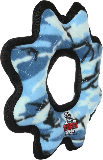 TUFFY- World's Tuffest Soft Dog Toy- Ultimate Gear Ring Camo Blue-Squeakers - Multiple Layers. Made Durable, Strong & Tough.Interactive Play (Tug,Toss & Fetch).Machine Washable & Floats