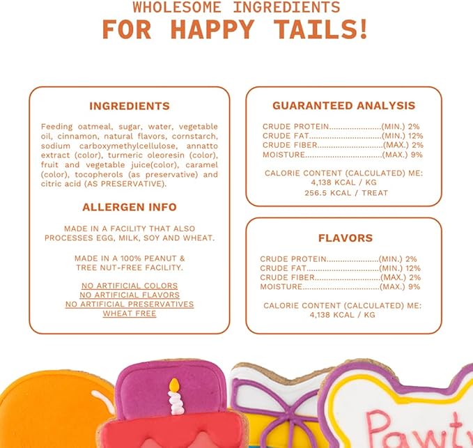 Dog Birthday Treats | Hand-Decorated Treats – 8 Pack in Gift Box | Extra Large Treat 62g Cookie, Vegan Dog Birthday Cake