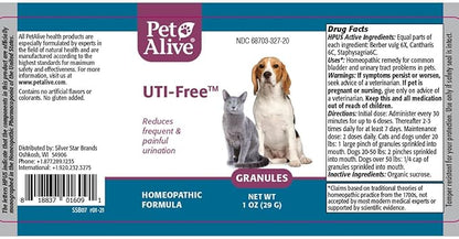 PetAlive Cat and Dog UTI Treatment - Homeopathic Remedy for Dog and Cat UTI Treatment - Supports Bladder Comfort, Reduces Dribbling, Incontinence, Eases Frequent Urination - 1 oz Granules