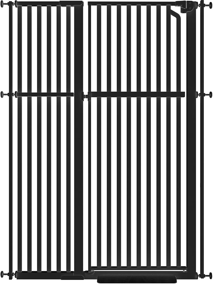 Senneny 63" Extra Tall Cat Gate Auto Close & One-Hand Open, Includes Extension, No Drilling Pressure & Wall Mounted Kits, Metal Pet Gate Fits Openings 41.3" to 45.2" Wide, Black