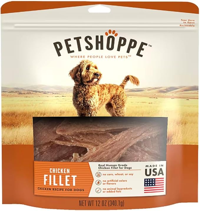 Premium Chicken Fillet Dog Treats Made in USA, Only All Natural - No Fillers, Additives or Preservatives (12 oz)
