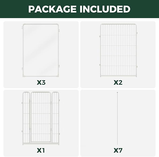 FXW AuraSpace Pro Acrylic & Wire Mesh Indoor Dog Playpen, 40" Height 6 Panels Metal Dog Pen for Medium and Large Dogs, White│Patented