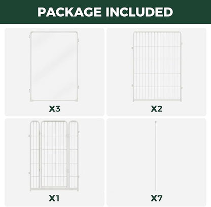 FXW AuraSpace Pro Acrylic & Wire Mesh Indoor Dog Playpen, 40" Height 6 Panels Metal Dog Pen for Medium and Large Dogs, White│Patented