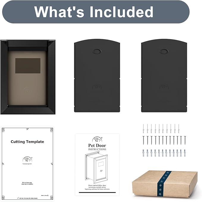 Heavy Duty Dog Door for Wall, Energy Efficient Doggie Door with Aluminum Frame, Telescoping Tunnel, Double Magnetic Flaps and Two Sliding Lock Panels, Easy to Install, Black, Medium
