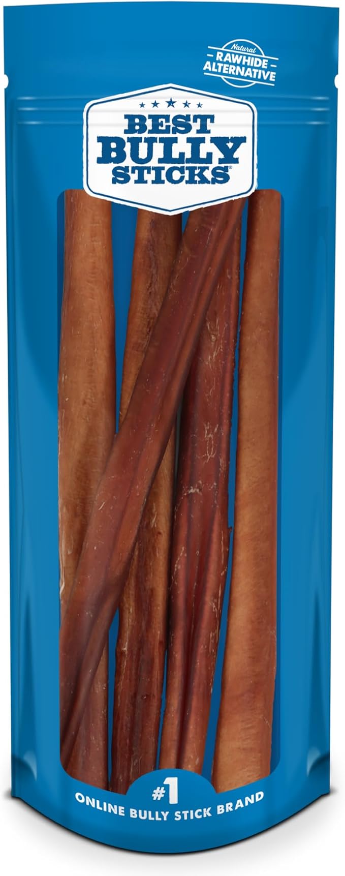 Best Bully Sticks Thick 12 Inch Bully Sticks for Dogs - 5 Count (Pack of 1) - Natural Grass-Fed Beef, Single Ingredient, Grain and Rawhide Free - Large Breeds