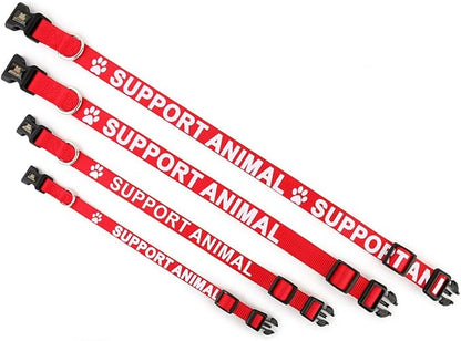 Plutus Pet Support Animal Collar,Printed in Large Letters on Nylon Webbing,Prevents Accidents by Warning Others of Your Dog in Advance,Two Colors,Four Sizes,Neck 10-16 inch,Small,Red