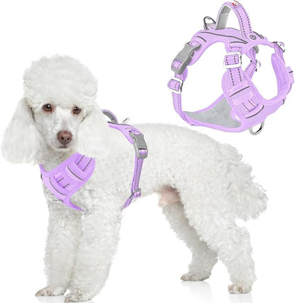 BARKBAY Dog Harness No Pull Oxford with ID Tag Pocket - Heavy Duty, Reflective, Easy Control for Large Dogs(Violet Purple Oxford,S)