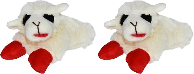 Multipet Lamb Chop Dog Plush Toy - Squeaky Toy for All Dogs - Extra Soft Plush - Stuffed Animal Dog-Toy for Cuddling & Playing - Cute Pet-Toy (6",Cream),(Pack of 2)