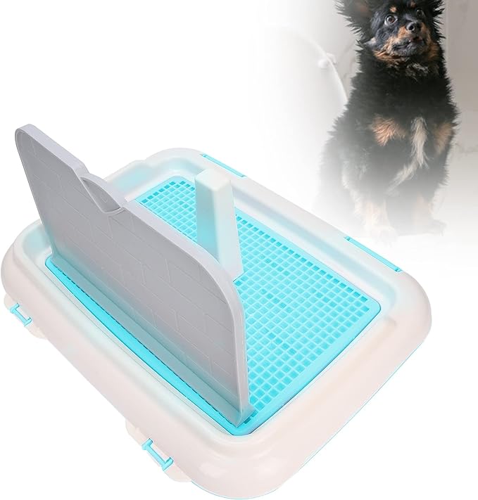 TITA-DONG Puppy Training Toilet Tray, Cat Potty Fence, Dog Scheduled Urination Pad Holder for Small and Medium Dogs (Blue)