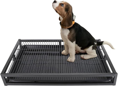 Dog Potty Tray, Pet Indoor Dog Training Toilet, Pet Litter Box Dogs Training Toilet, Puppy Pee Pad Holder Mesh Pad Tray, Potty Trainer Holder for Small Dogs (L, 24.4x16.9x3.1in)