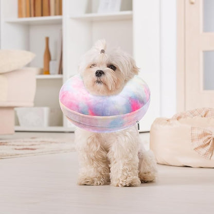 Dog Cone, Uadonile Inflatable Cone Collar for Dogs and Cats, Dog Neck Collar Recovery E-Collar Alternative After Surgery, Elizabethan Collar for Dogs Recovery(Tie-dye Pink Blue, S)