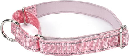 SGODA Martingale Dog Collar, Reflective Nylon Padded Dog Training Collars for Medium Dogs, Pink M