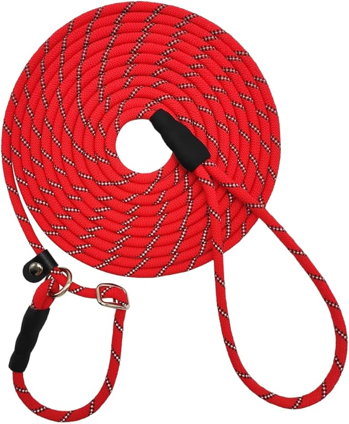 Reflective Long Slip Lead Dog Leash Anti-Choking 12 FT/20 FT/30 FT/50 FT Rope Training Leash for Medium Dogs Small Puppy Pets (12ft, red)