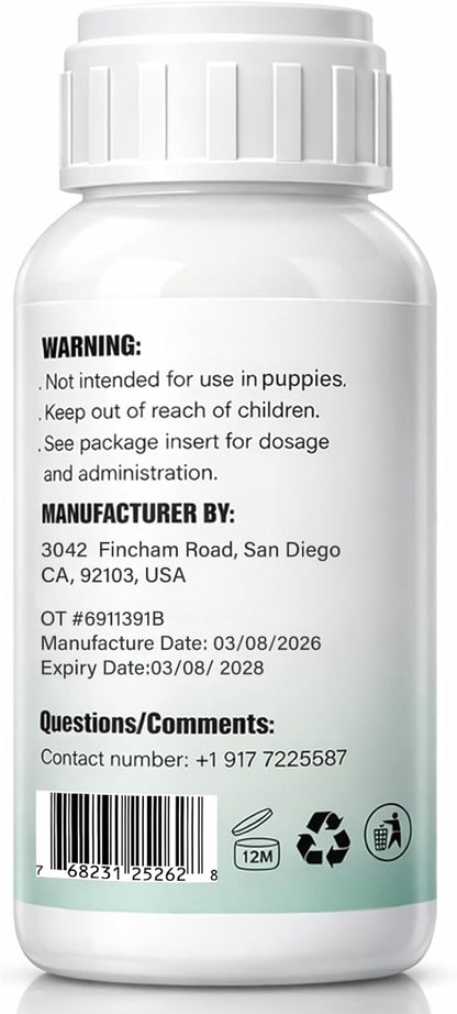 Dewormer for Dogs, Broad Spectrum for All Wormer, Promotes Digestive Comfort & Daily Balance, Pin Worms, Hookworms, Lung Worms, Round Worms, Easy-to-Use Liquid, 120 mL