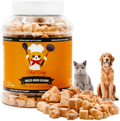 Freeze-Dried Salmon Treats for Cats & Dogs – 100% Wild Caught, Single Ingredient, High-Protein, Healthy Snack – No Additives or Preservatives – 7.0oz - Inspected & Tested in USA