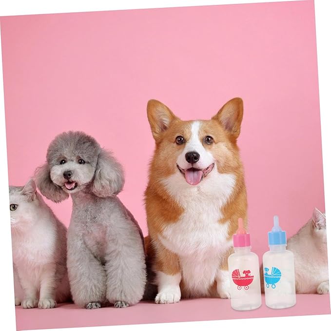 2Pcs Kitten and Puppy Milk Feeders Soft Pacifier Bottles for Newborn Animals Pet Nursing Bottles Easy to Squeeze Durable and Reusable